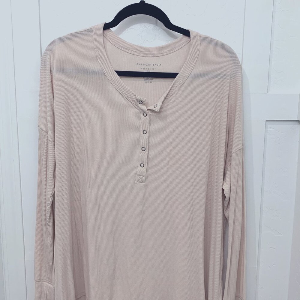 American Eagle AE Women's Pale Pink Tunic Knit Top Size M Medium